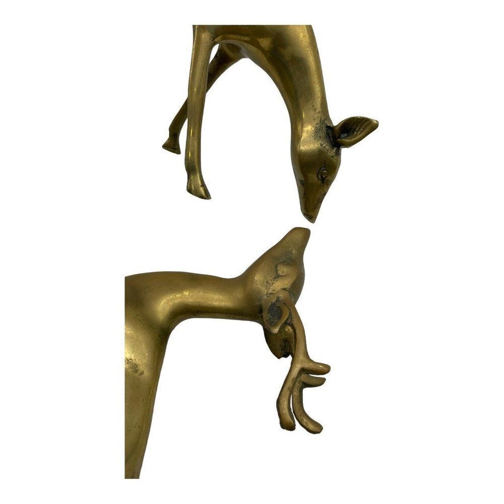 Vintage Brass Smooth Deer Buck and Doe Figurines Statues READ - Picture 8 of 10